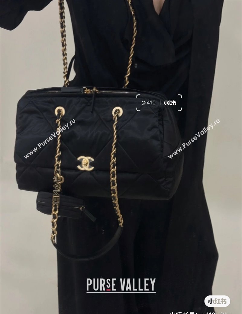 Chanel Black Nylon Flap Travel Bag 2025 0213 (xing-250213068)
