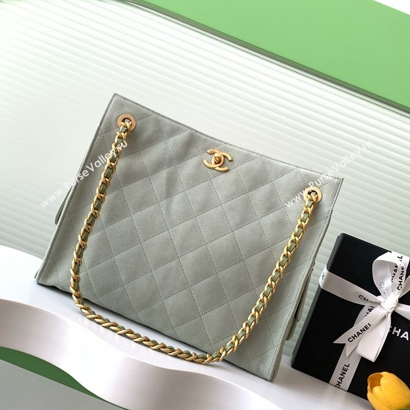 Chanel Quilted Suede Hobo Chain Bag Green 2025 AS5303 (yezi-250213070)