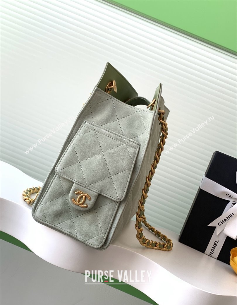 Chanel Quilted Suede Hobo Chain Bag Green 2025 AS5303 (yezi-250213070)