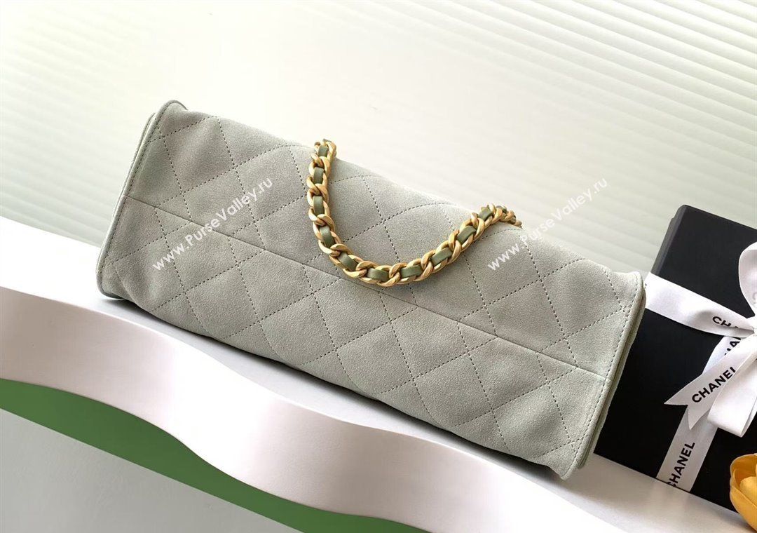 Chanel Quilted Suede Hobo Chain Bag Green 2025 AS5303 (yezi-250213070)