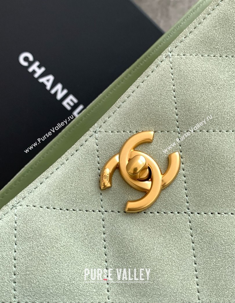 Chanel Quilted Suede Hobo Chain Bag Green 2025 AS5303 (yezi-250213070)