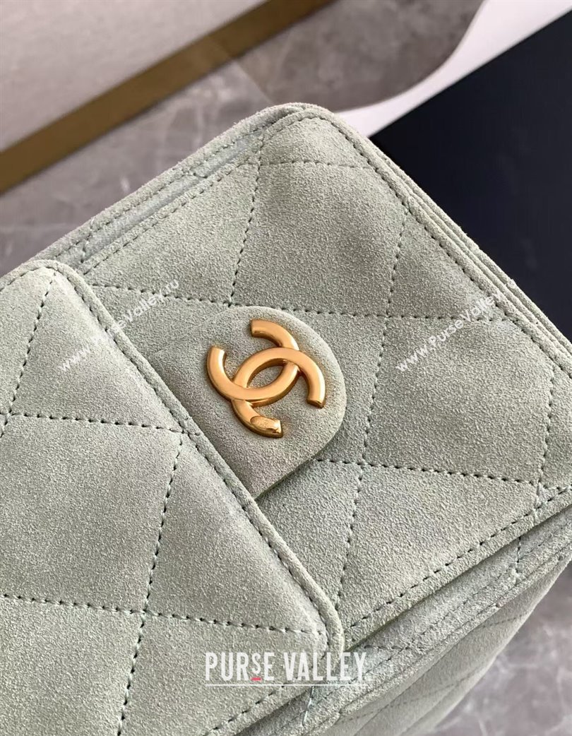 Chanel Quilted Suede Hobo Chain Bag Green 2025 AS5303 (yezi-250213070)