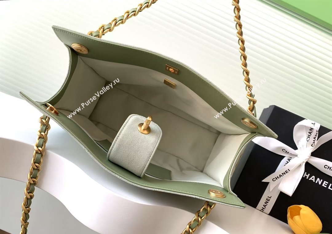 Chanel Quilted Suede Hobo Chain Bag Green 2025 AS5303 (yezi-250213070)