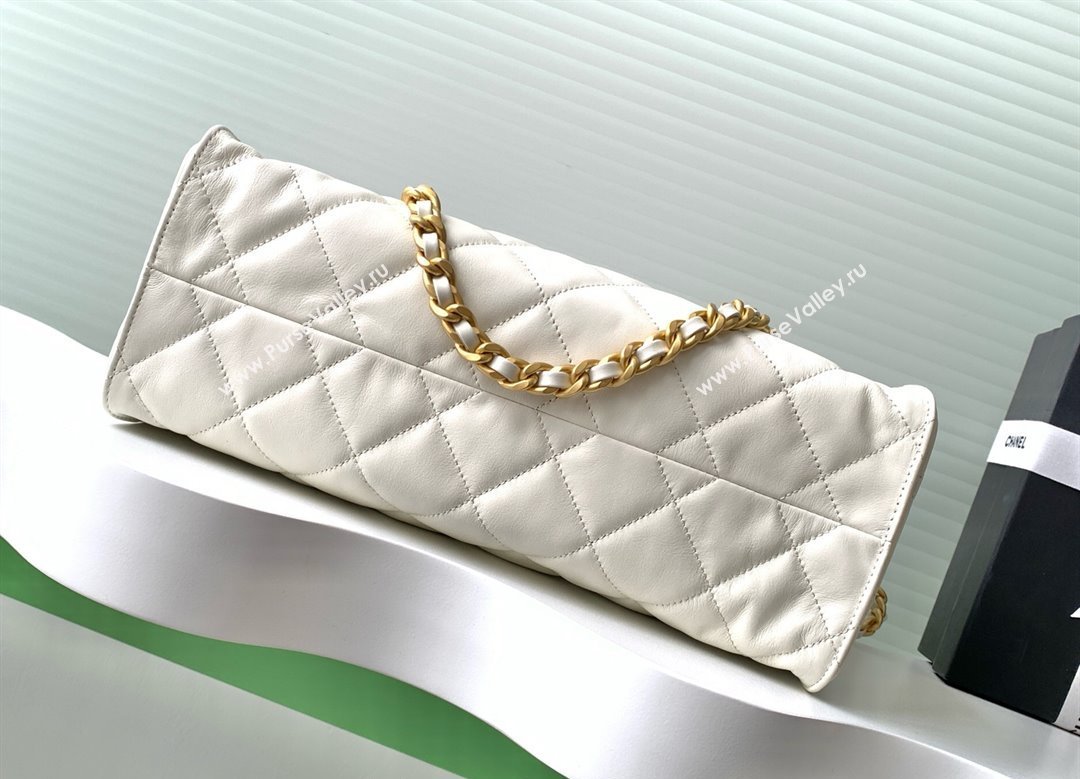 Chanel Quilted Calfskin Hobo Chain Bag White 2025 AS5303 (yezi-250213072)