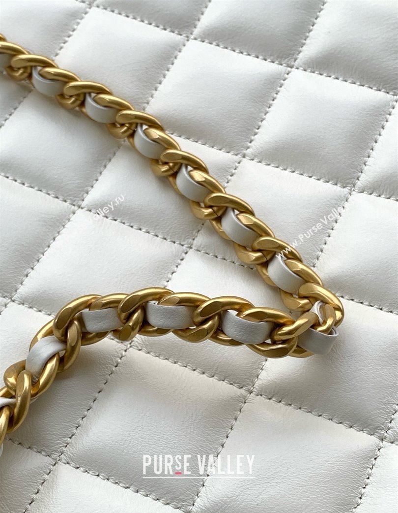 Chanel Quilted Calfskin Hobo Chain Bag White 2025 AS5303 (yezi-250213072)