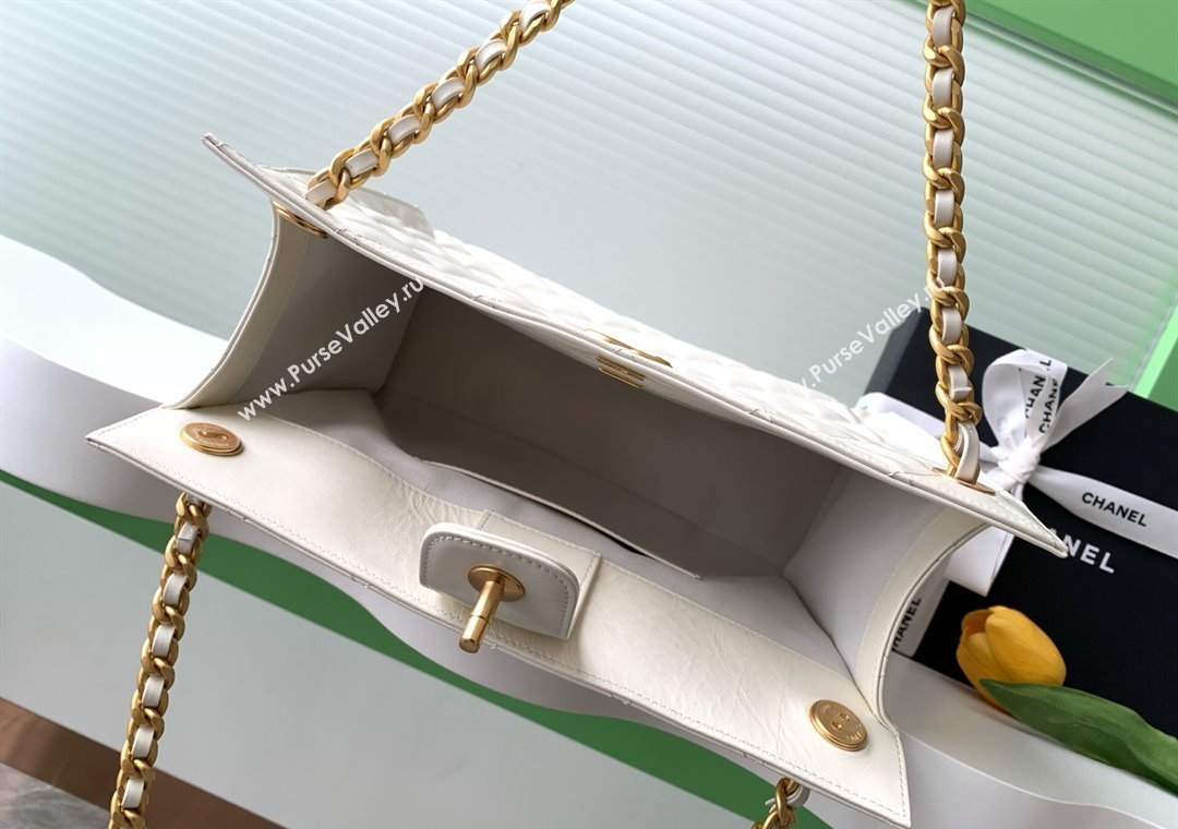 Chanel Quilted Calfskin Hobo Chain Bag White 2025 AS5303 (yezi-250213072)