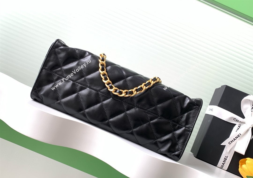 Chanel Quilted Calfskin Hobo Chain Bag Black 2025 AS5303 (yezi-250213073)
