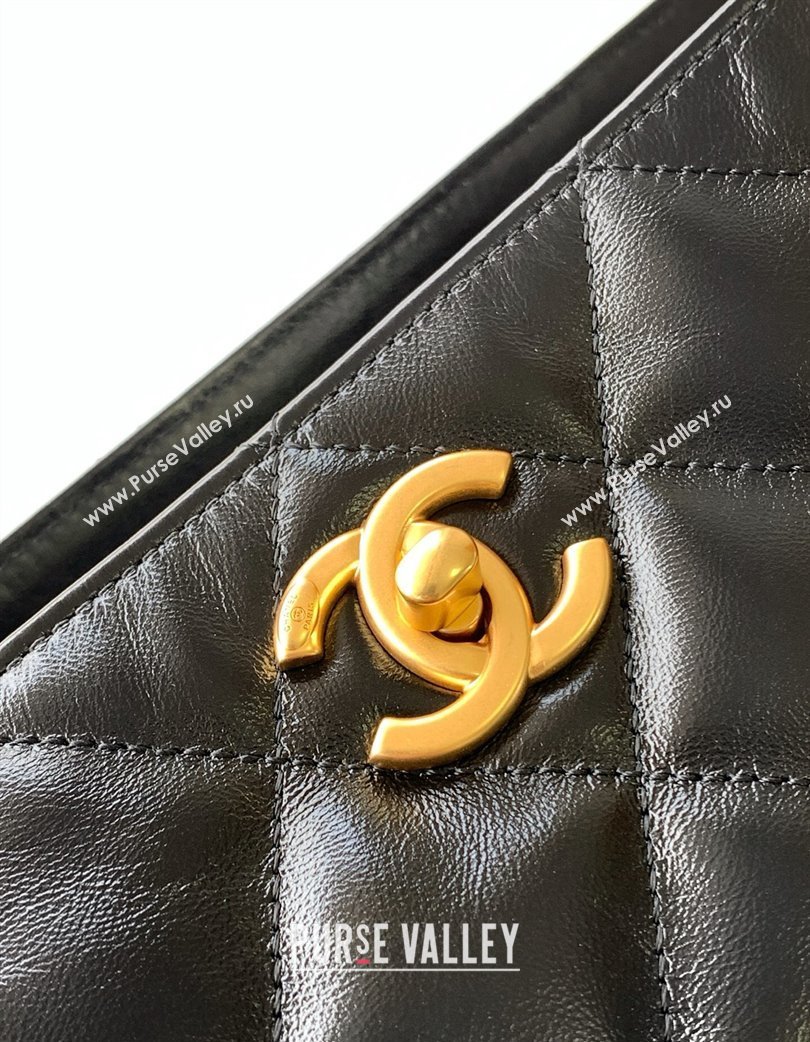 Chanel Quilted Calfskin Hobo Chain Bag Black 2025 AS5303 (yezi-250213073)