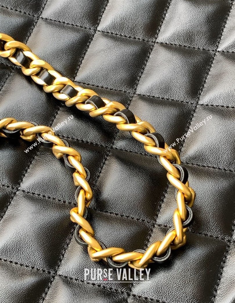 Chanel Quilted Calfskin Hobo Chain Bag Black 2025 AS5303 (yezi-250213073)