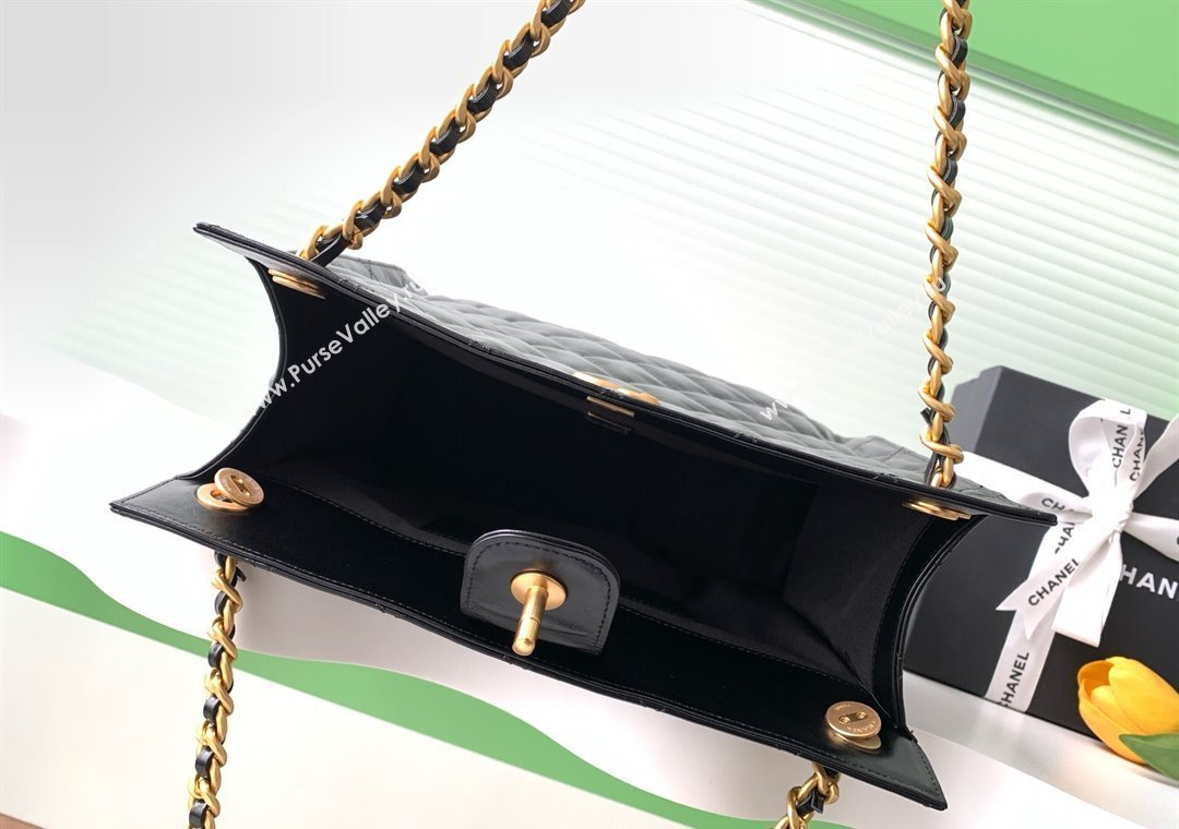 Chanel Quilted Calfskin Hobo Chain Bag Black 2025 AS5303 (yezi-250213073)