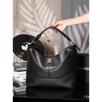 Chanel Quilted Calfskin Basket Shopping Bag Black 2025 021303 (xiang-250213074)