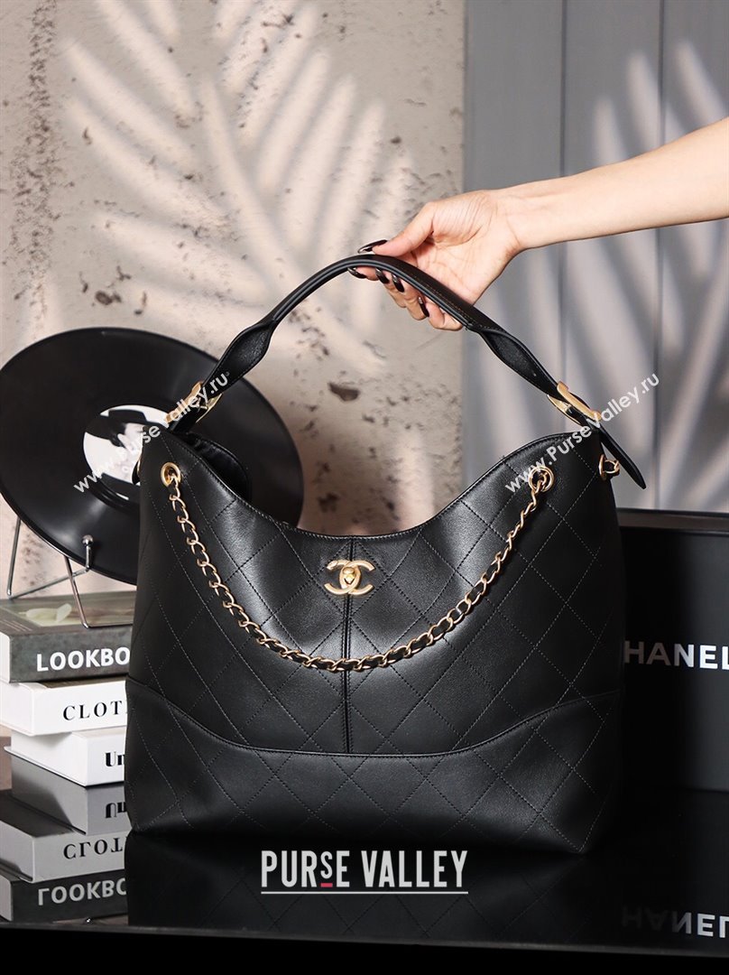 Chanel Quilted Calfskin Basket Shopping Bag Black 2025 021303 (xiang-250213074)