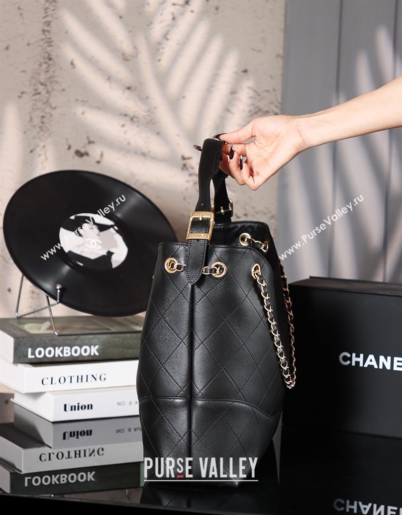 Chanel Quilted Calfskin Basket Shopping Bag Black 2025 021303 (xiang-250213074)