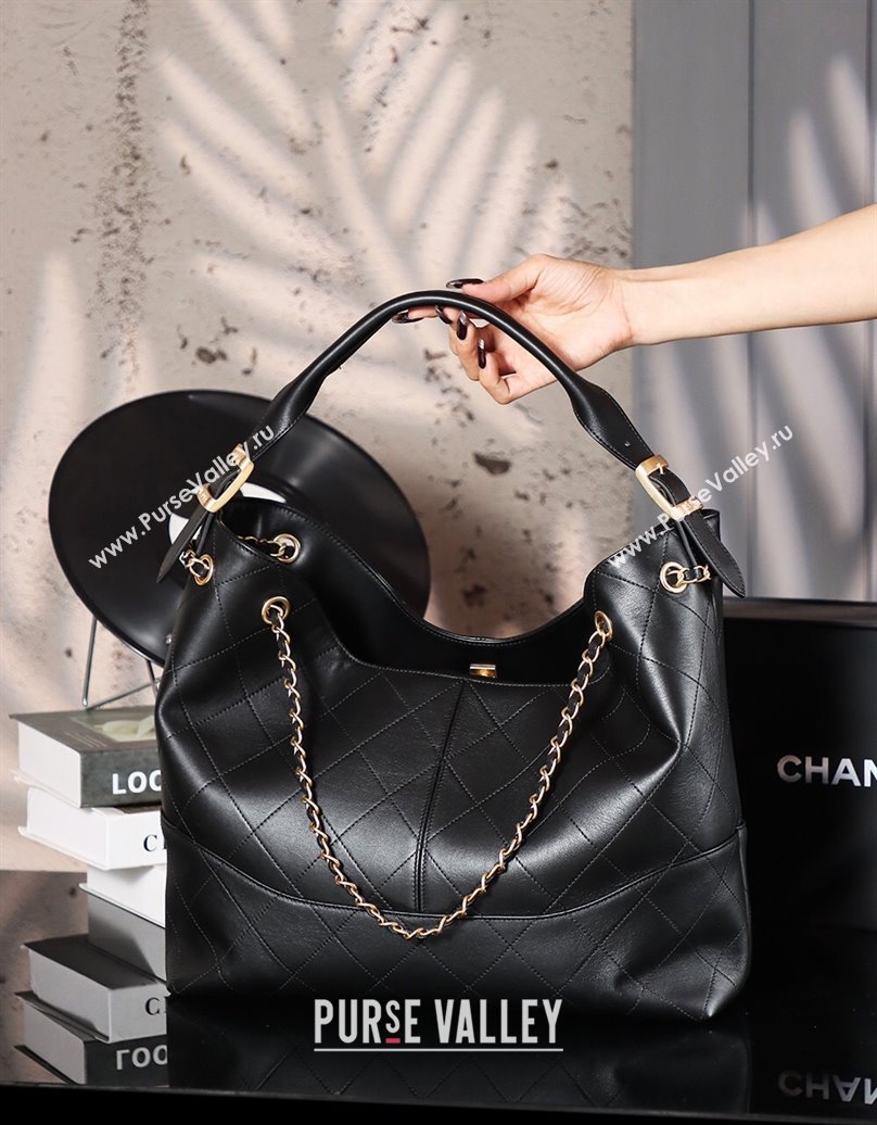 Chanel Quilted Calfskin Basket Shopping Bag Black 2025 021303 (xiang-250213074)