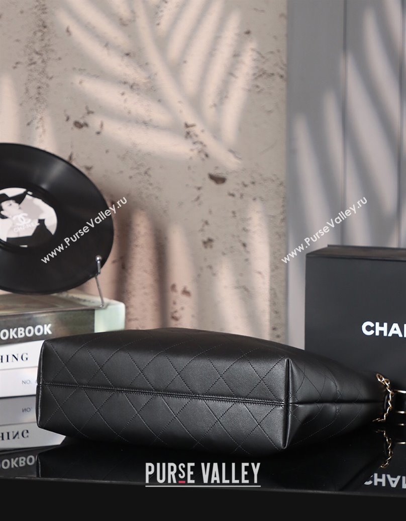Chanel Quilted Calfskin Basket Shopping Bag Black 2025 021303 (xiang-250213074)