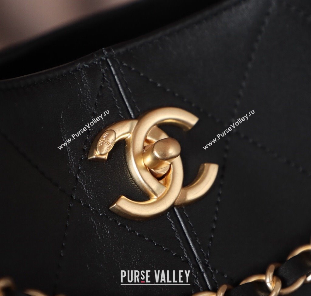 Chanel Quilted Calfskin Basket Shopping Bag Black 2025 021303 (xiang-250213074)