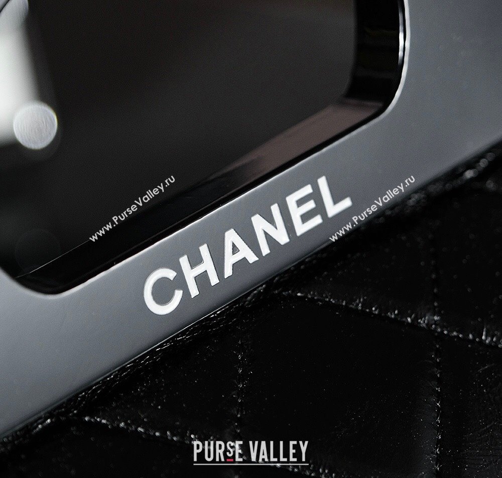 Chanel Vintage Oiled Calfskin Flap Bag with Top Handle Bag Black/Silver 2025 8021 (yezi-250213056)
