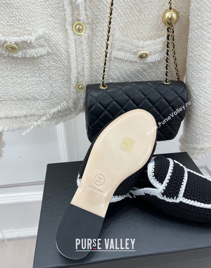 Chanel Knit Flat Mules Black 2025 CH030103 (MD-250301027)