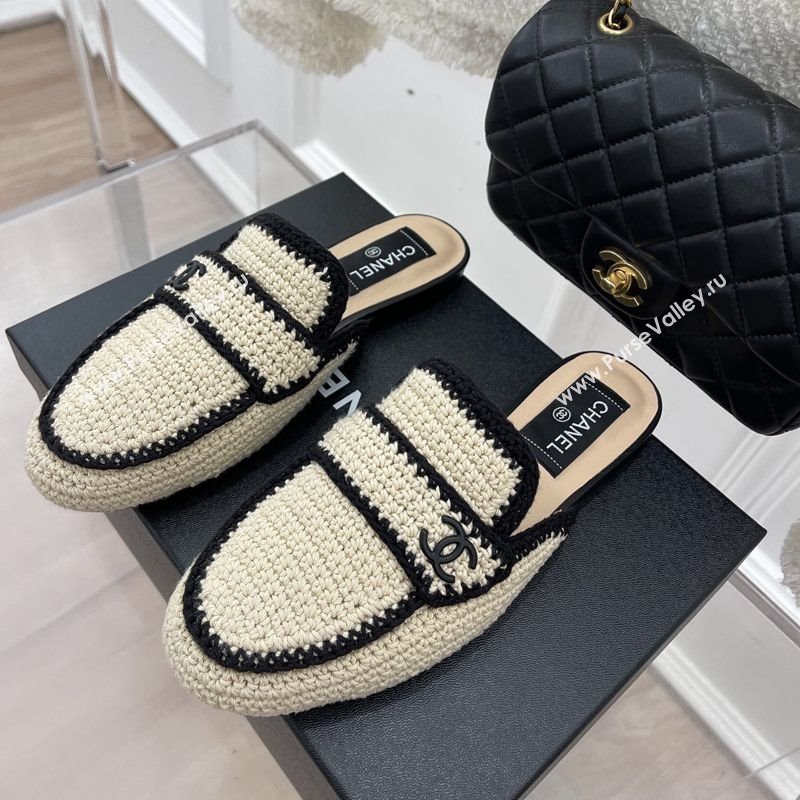 Chanel Knit Flat Mules Light Beige 2025 CH030103 (MD-250301028)