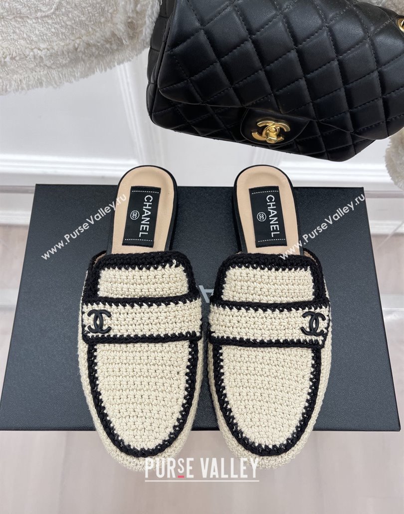 Chanel Knit Flat Mules Light Beige 2025 CH030103 (MD-250301028)