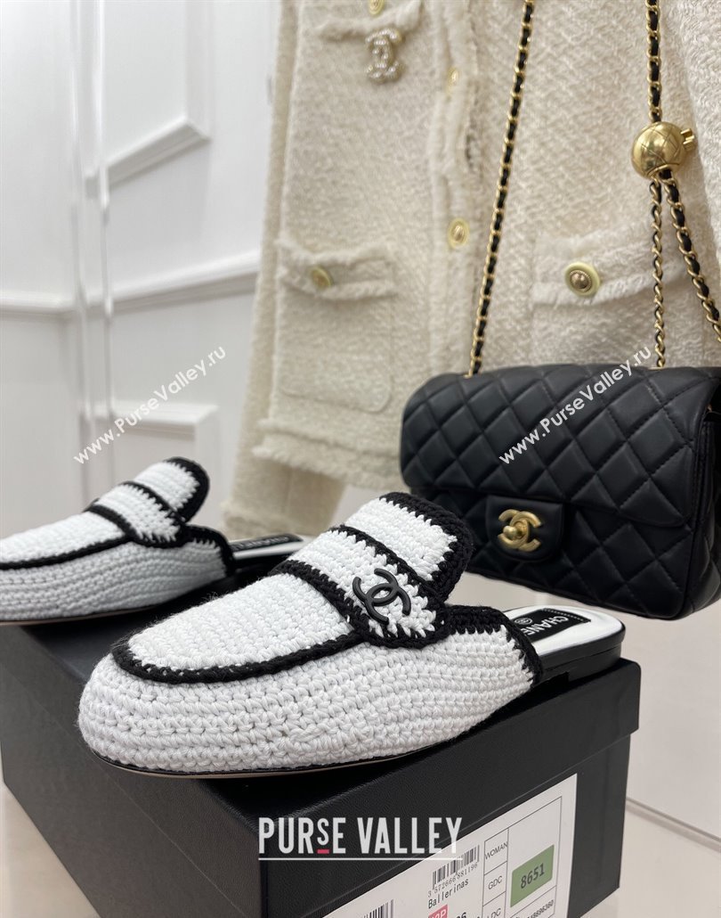 Chanel Knit Flat Mules White 2025 CH030103 (MD-250301029)