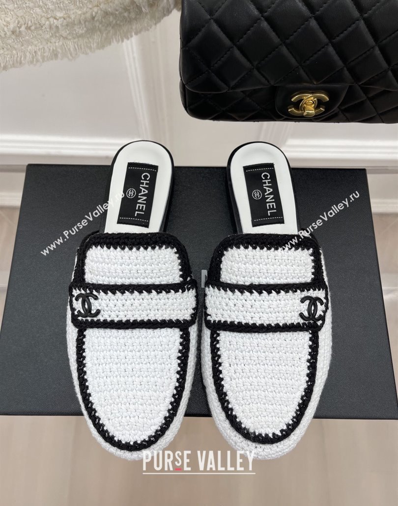 Chanel Knit Flat Mules White 2025 CH030103 (MD-250301029)