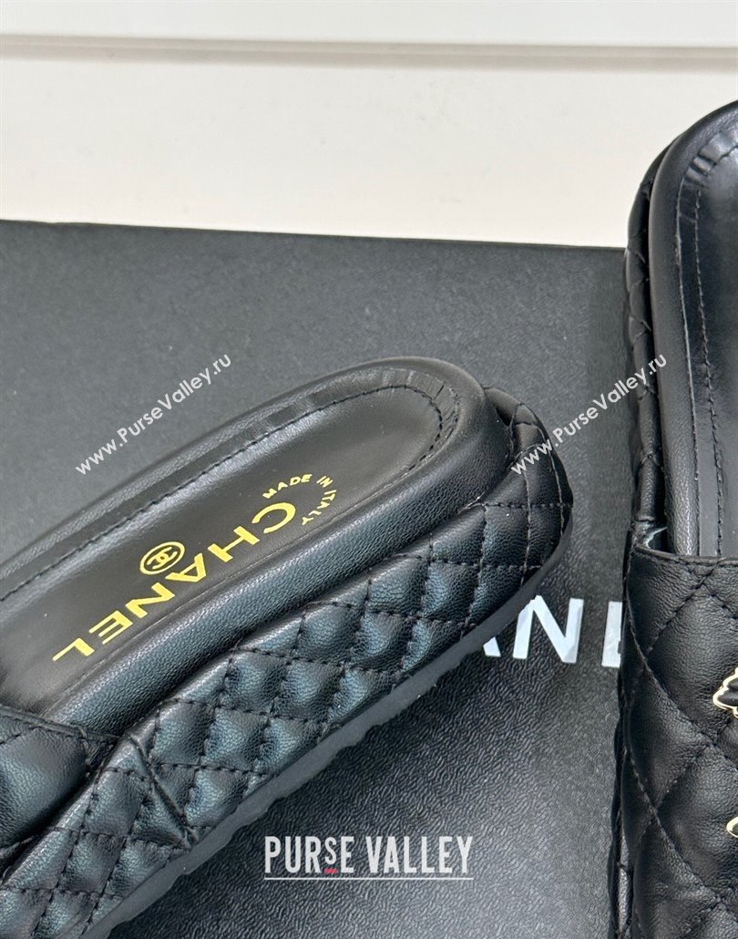 Chanel Quilted Lambskin Platform Slides Sandal Black 2025 CH030310 (MD-250303095)