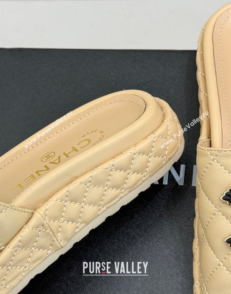 Chanel Quilted Lambskin Platform Slides Sandal Beige 2025 CH030310 (MD-250303096)