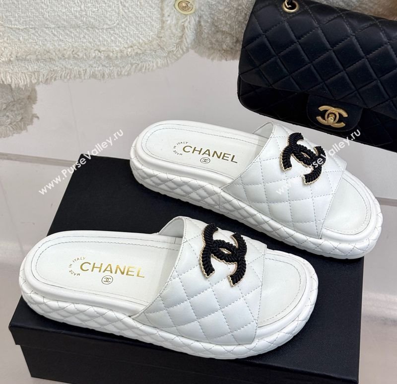 Chanel Quilted Lambskin Platform Slides Sandal White 2025 CH030310 (MD-250303097)