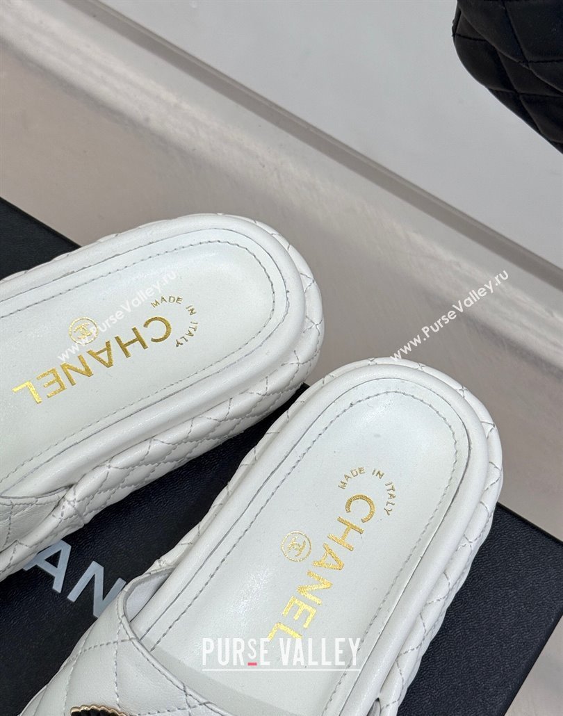 Chanel Quilted Lambskin Platform Slides Sandal White 2025 CH030310 (MD-250303097)