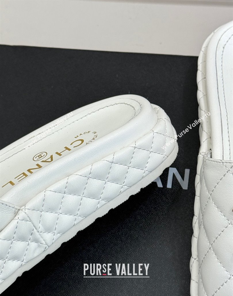Chanel Quilted Lambskin Platform Slides Sandal White 2025 CH030310 (MD-250303097)
