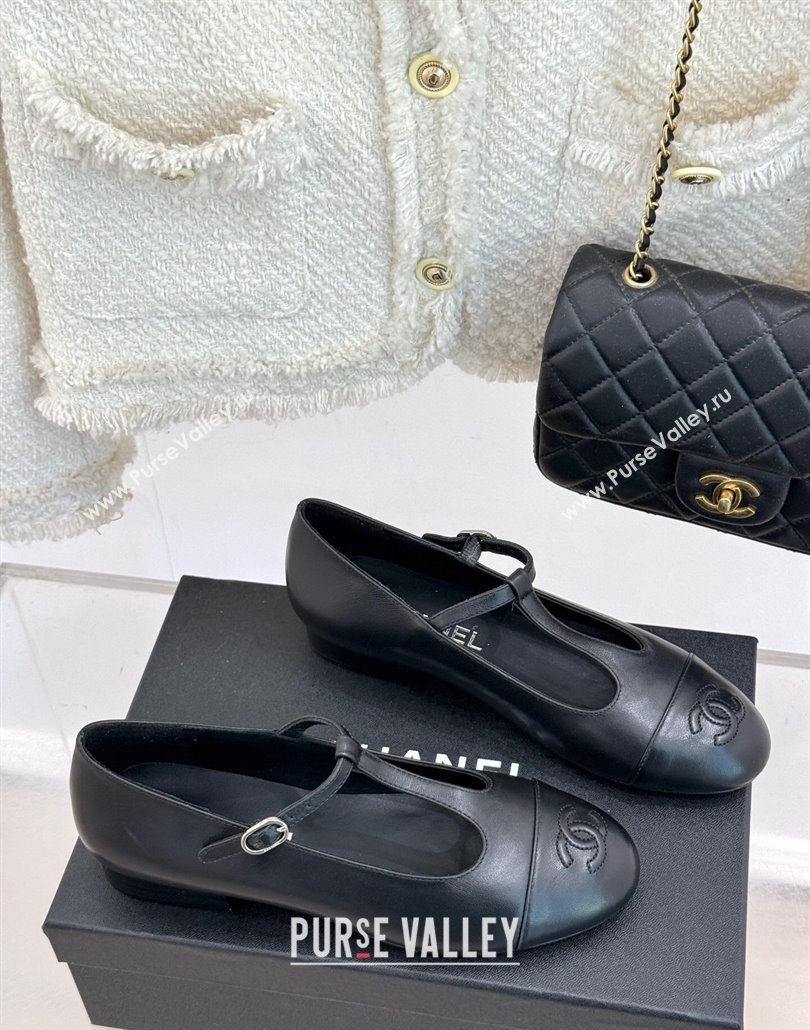 Chanel Calfskin Mary Janes Shoes Black 2025 CH030311 (MD-250303098)