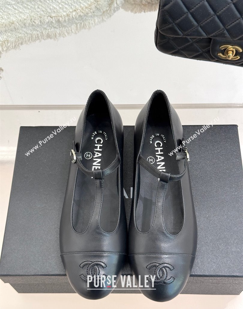 Chanel Calfskin Mary Janes Shoes Black 2025 CH030311 (MD-250303098)
