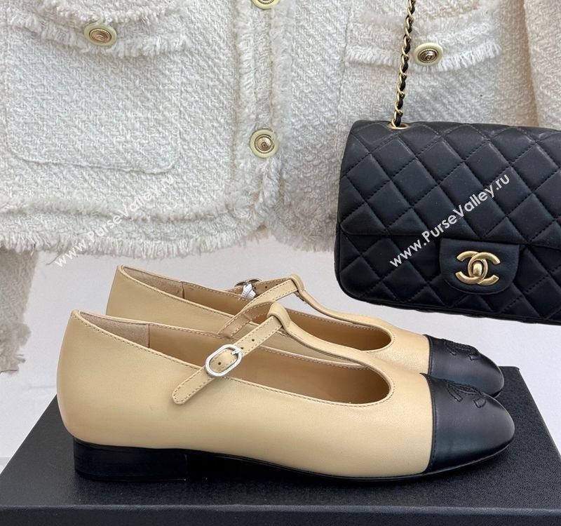 Chanel Calfskin Mary Janes Shoes Beige 2025 CH030311 (MD-250303099)