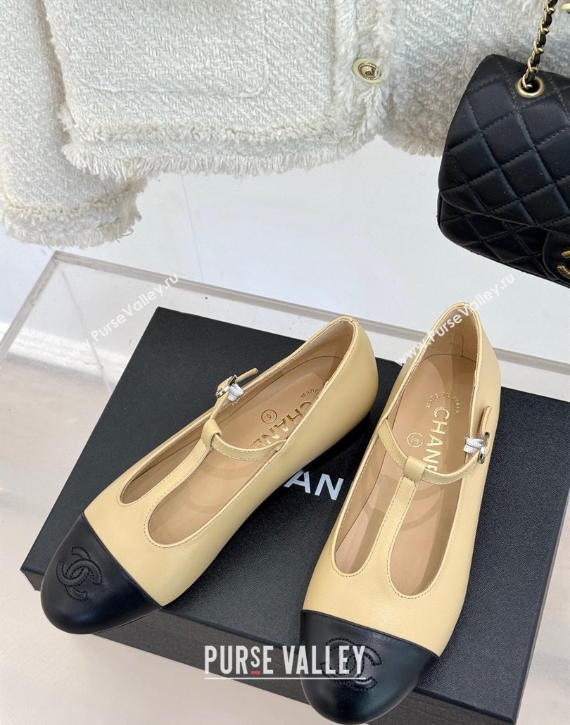 Chanel Calfskin Mary Janes Shoes Beige 2025 CH030311 (MD-250303099)