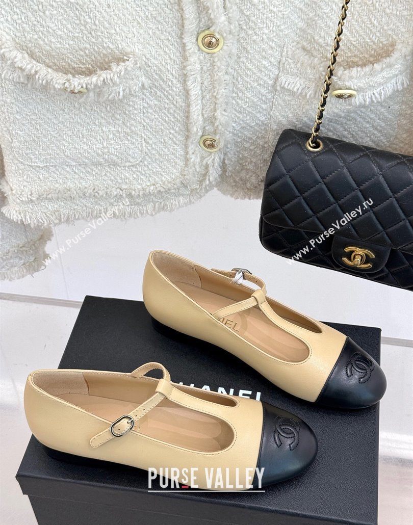 Chanel Calfskin Mary Janes Shoes Beige 2025 CH030311 (MD-250303099)