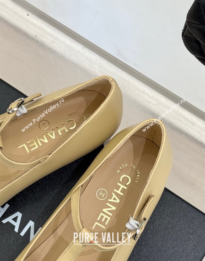 Chanel Calfskin Mary Janes Shoes Beige 2025 CH030311 (MD-250303099)