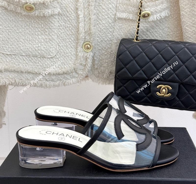 Chanel PVC Heel Slides Sandal Black 2025 CH030312 (MD-250303105)