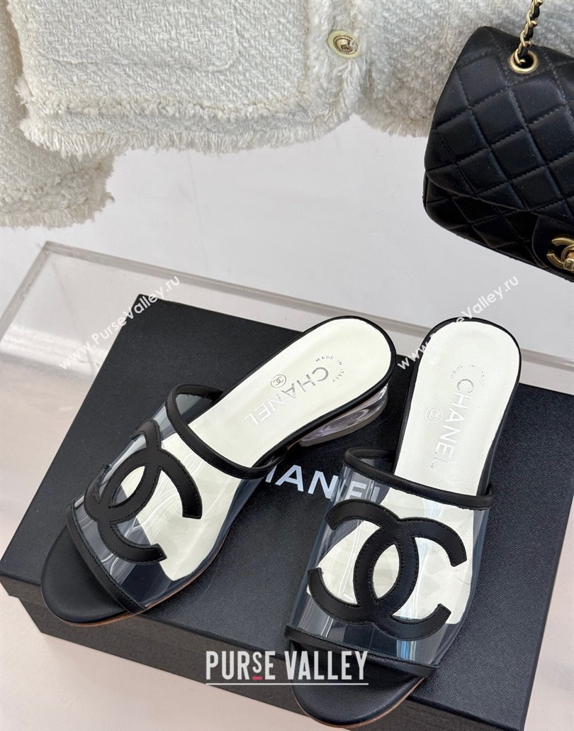 Chanel PVC Heel Slides Sandal Black 2025 CH030312 (MD-250303105)