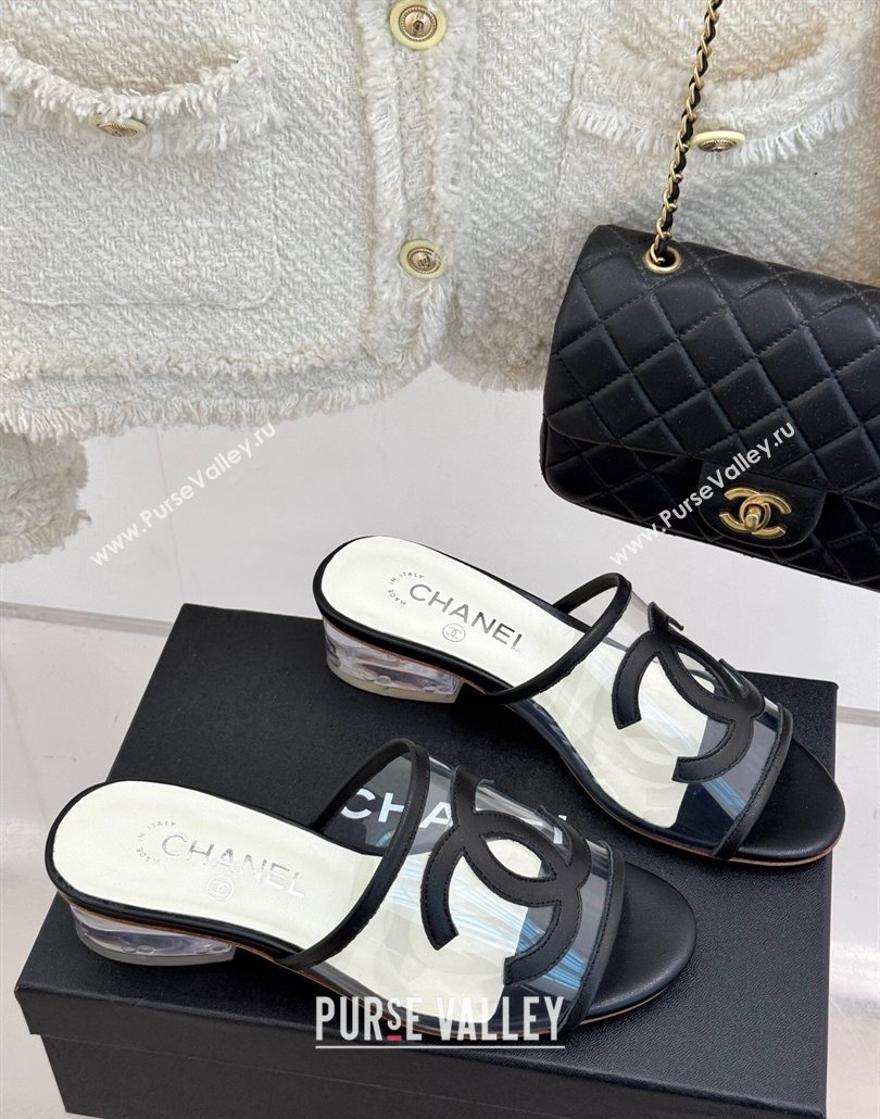 Chanel PVC Heel Slides Sandal Black 2025 CH030312 (MD-250303105)