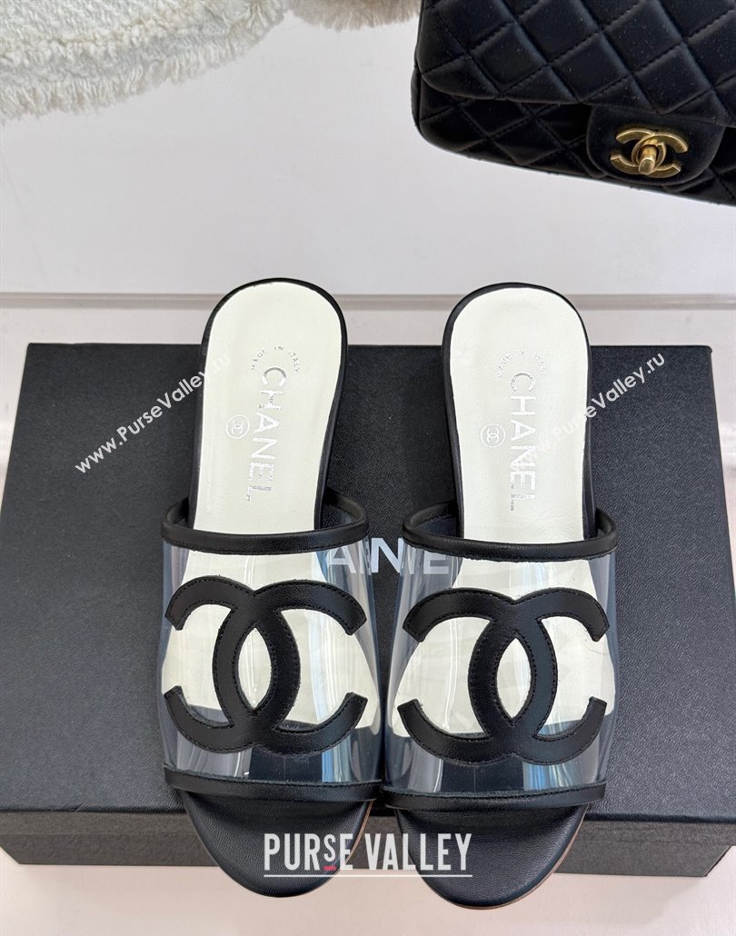 Chanel PVC Heel Slides Sandal Black 2025 CH030312 (MD-250303105)