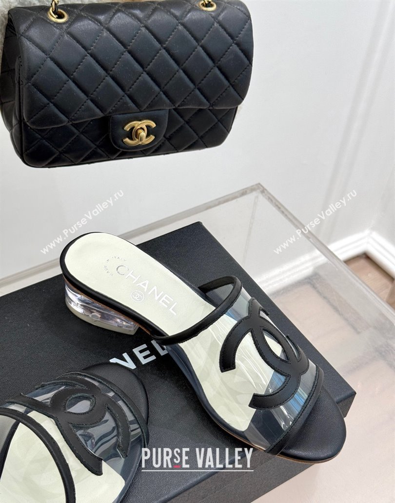 Chanel PVC Heel Slides Sandal Black 2025 CH030312 (MD-250303105)