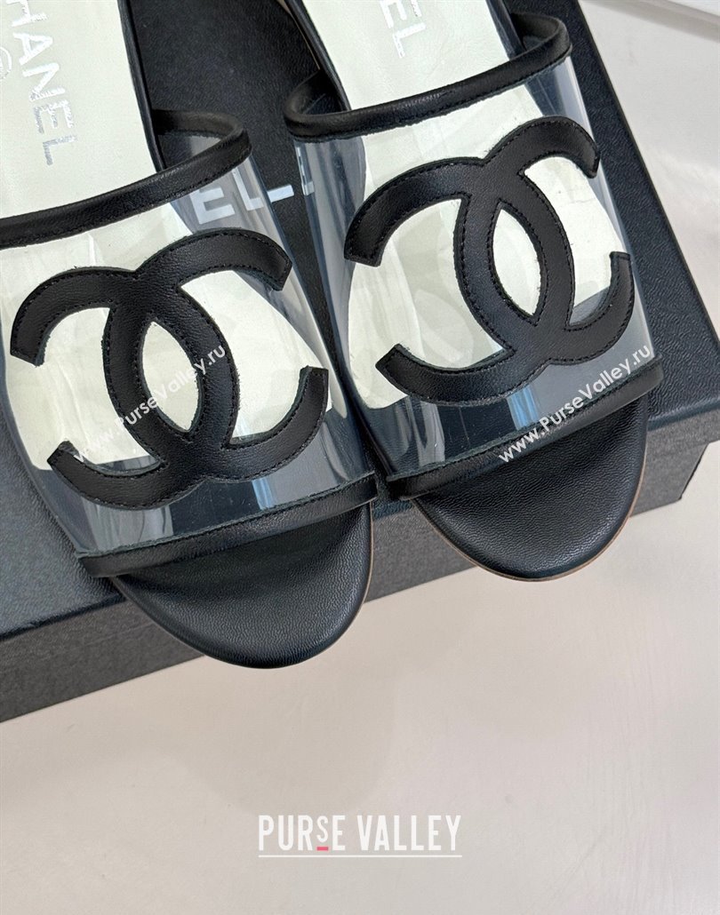 Chanel PVC Heel Slides Sandal Black 2025 CH030312 (MD-250303105)