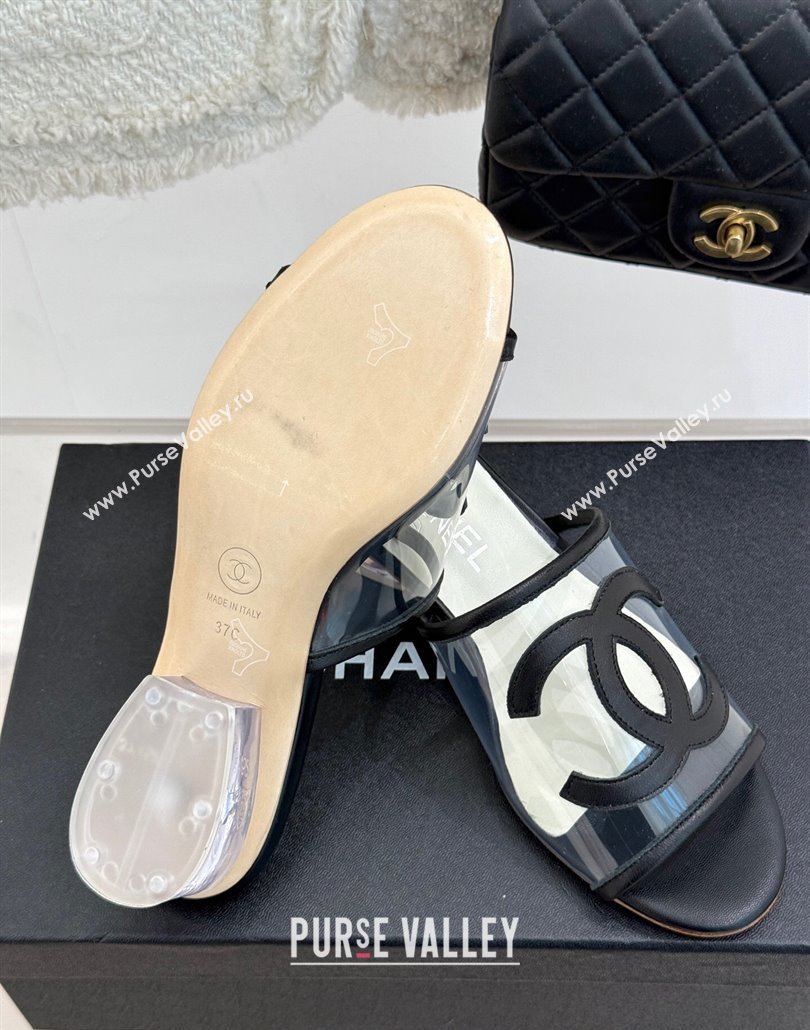 Chanel PVC Heel Slides Sandal Black 2025 CH030312 (MD-250303105)