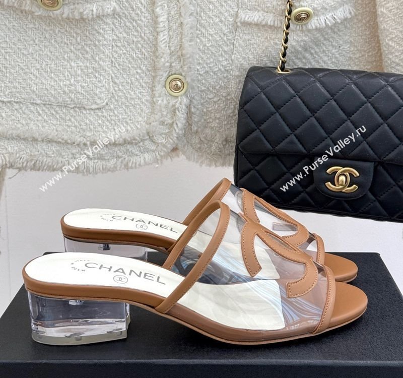 Chanel PVC Heel Slides Sandal Brown 2025 CH030312 (MD-250303106)