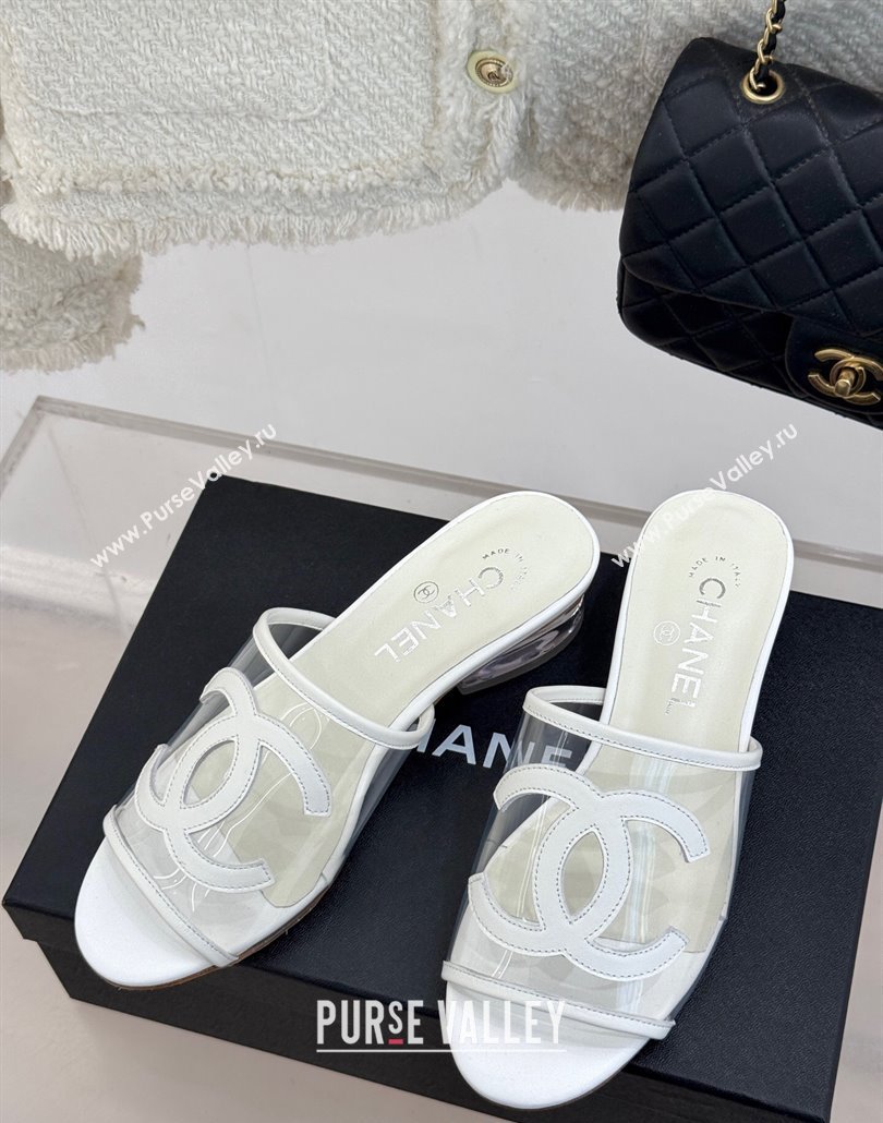 Chanel PVC Heel Slides Sandal White 2025 CH030312 (MD-250303107)