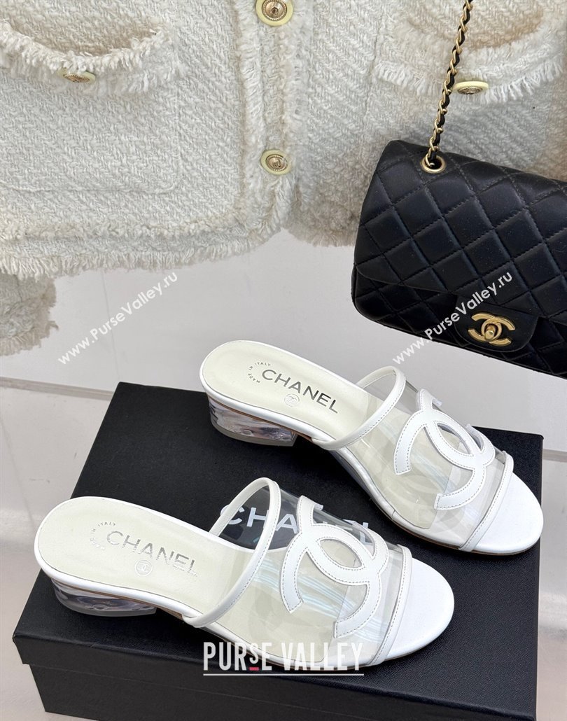 Chanel PVC Heel Slides Sandal White 2025 CH030312 (MD-250303107)