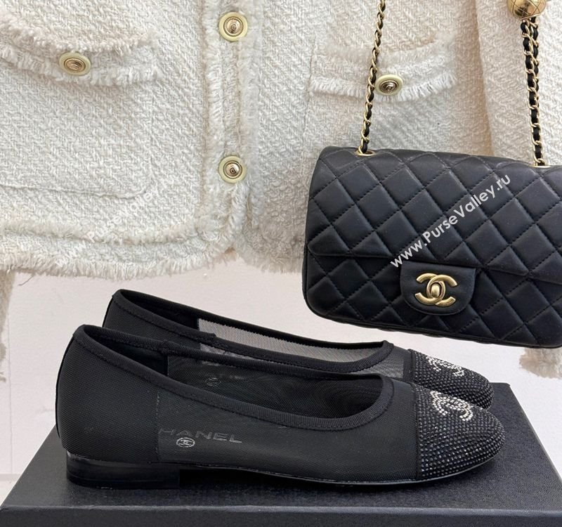 Chanel Mesh Strass Ballet Flats Black 2025 CH030313 (MD-250303108)