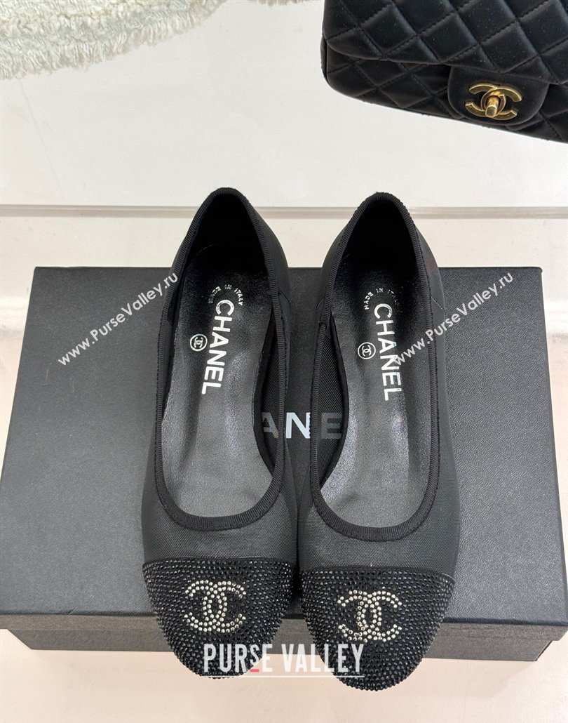 Chanel Mesh Strass Ballet Flats Black 2025 CH030313 (MD-250303108)