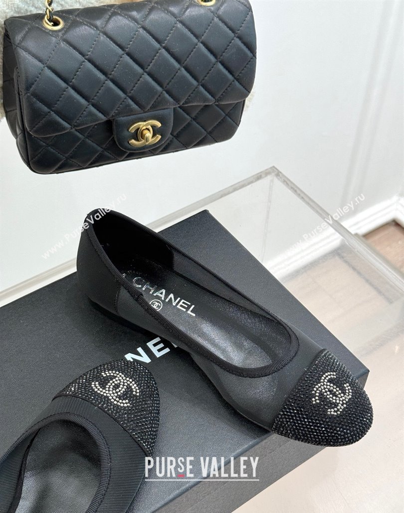 Chanel Mesh Strass Ballet Flats Black 2025 CH030313 (MD-250303108)